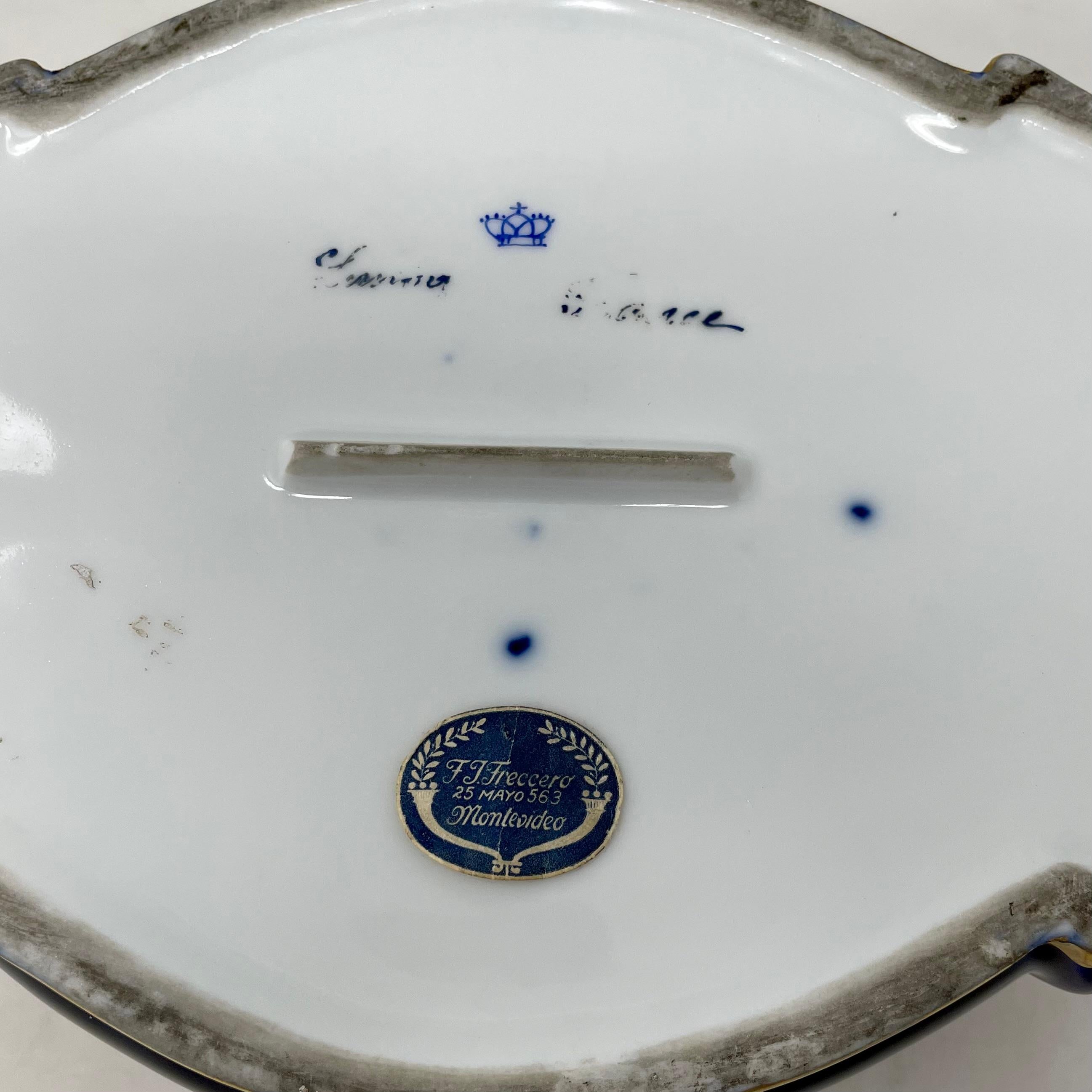 Antique French Sevres Porcelain Cobalt Blue & Gold Box, Circa 1900. For Sale 4