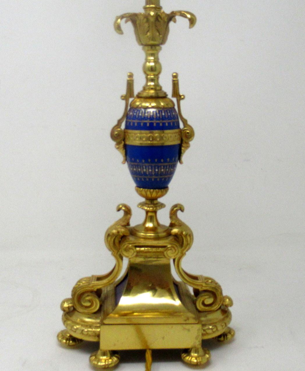 Antique French Sèvres Gilt Bronze Porcelain Vase Ormolu Cobalt Blue Table Lamp In Good Condition In Dublin, Ireland