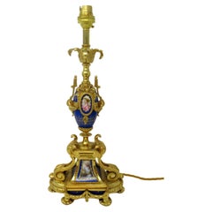 Antike französische Sèvres vergoldete Bronze Porzellan Vase Ormolu kobaltblau Tischlampe