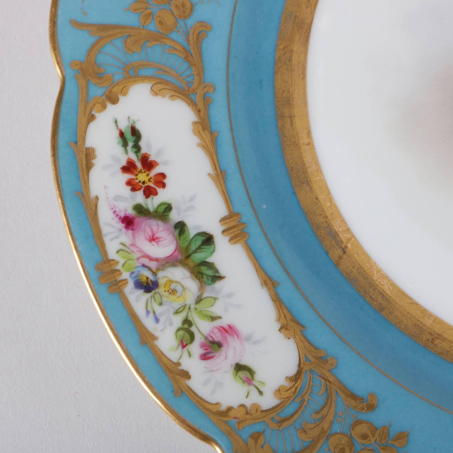 Antique French Sevres Hand-Painted & Gilt Porcelain Artist Signed Portrait Plate In Good Condition In Big Flats, NY