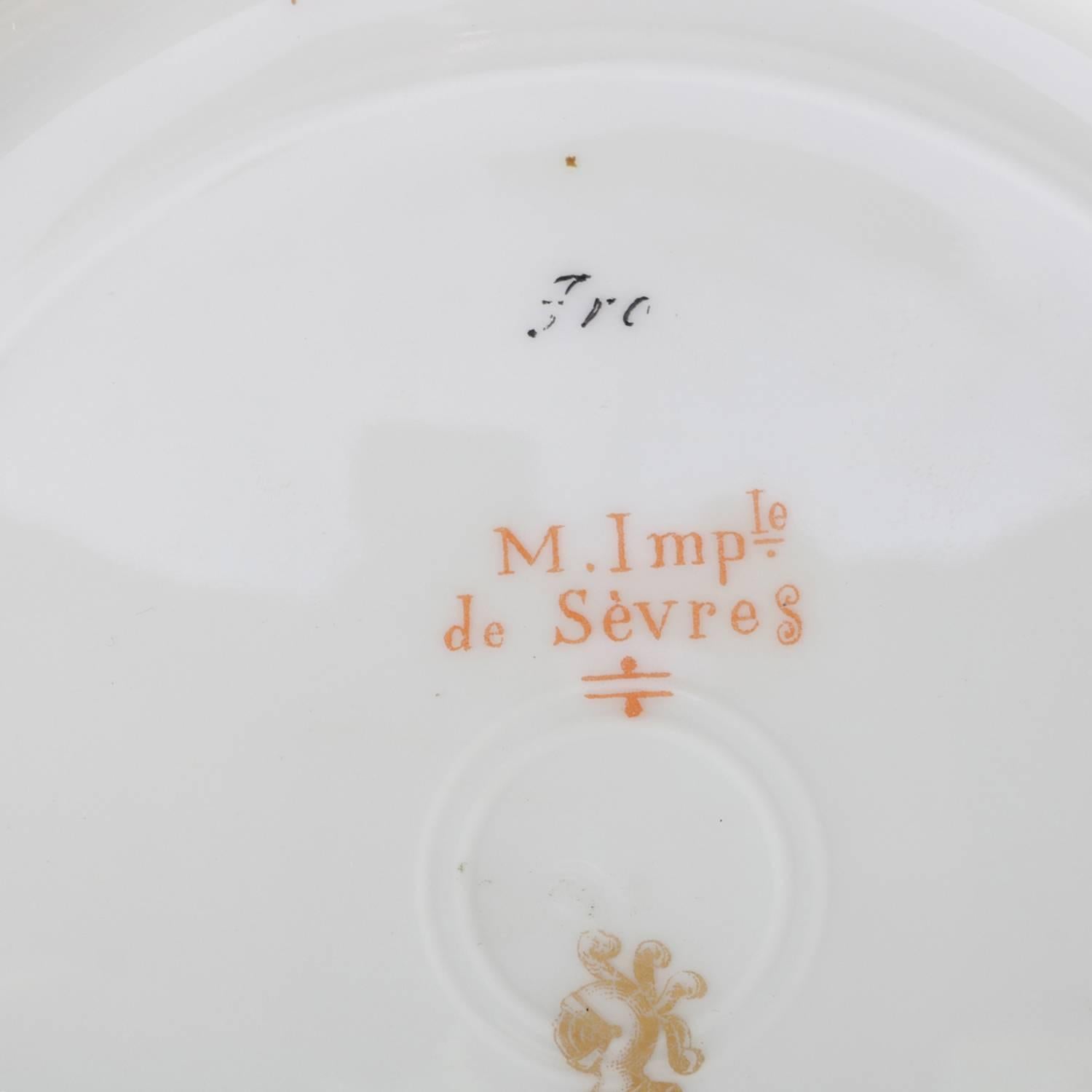Antique French Sevres Hand-Painted & Gilt Porcelain Artist Signed Portrait Plate 3
