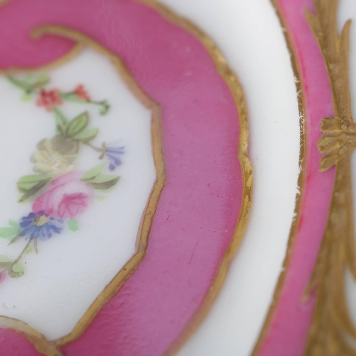 20th Century Antique French Sevres Hand-Painted and Gilt Porcelain Signed Portrait Plate
