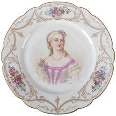 Antique French Sevres Hand-Painted & Gilt Porcelain Artist Signed Portrait Plate