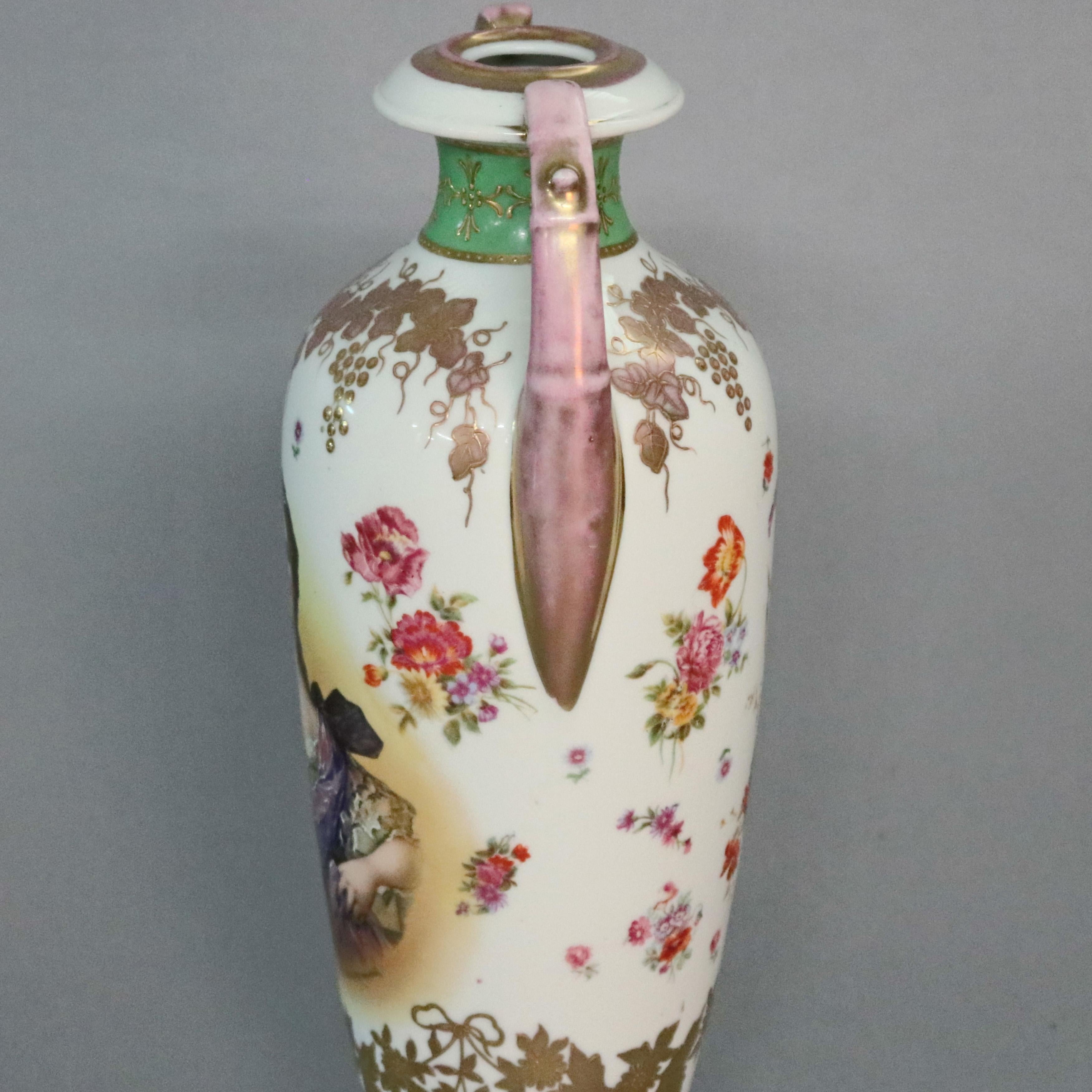 Victorian Antique French Sevres Hand Painted and Gilt Porcelain Portrait Vase, circa 1890