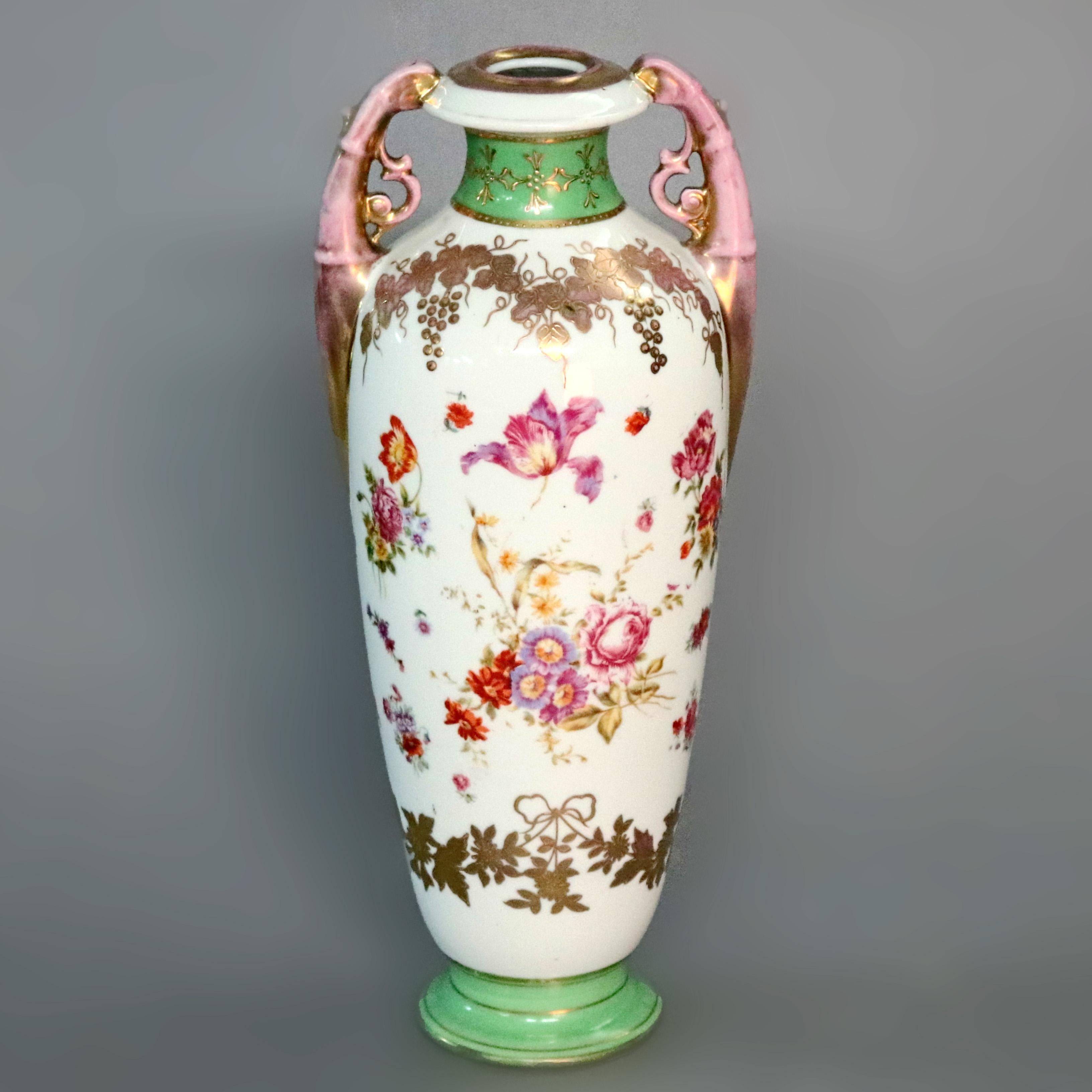 Antique French Sevres Hand Painted and Gilt Porcelain Portrait Vase, circa 1890 In Good Condition In Big Flats, NY