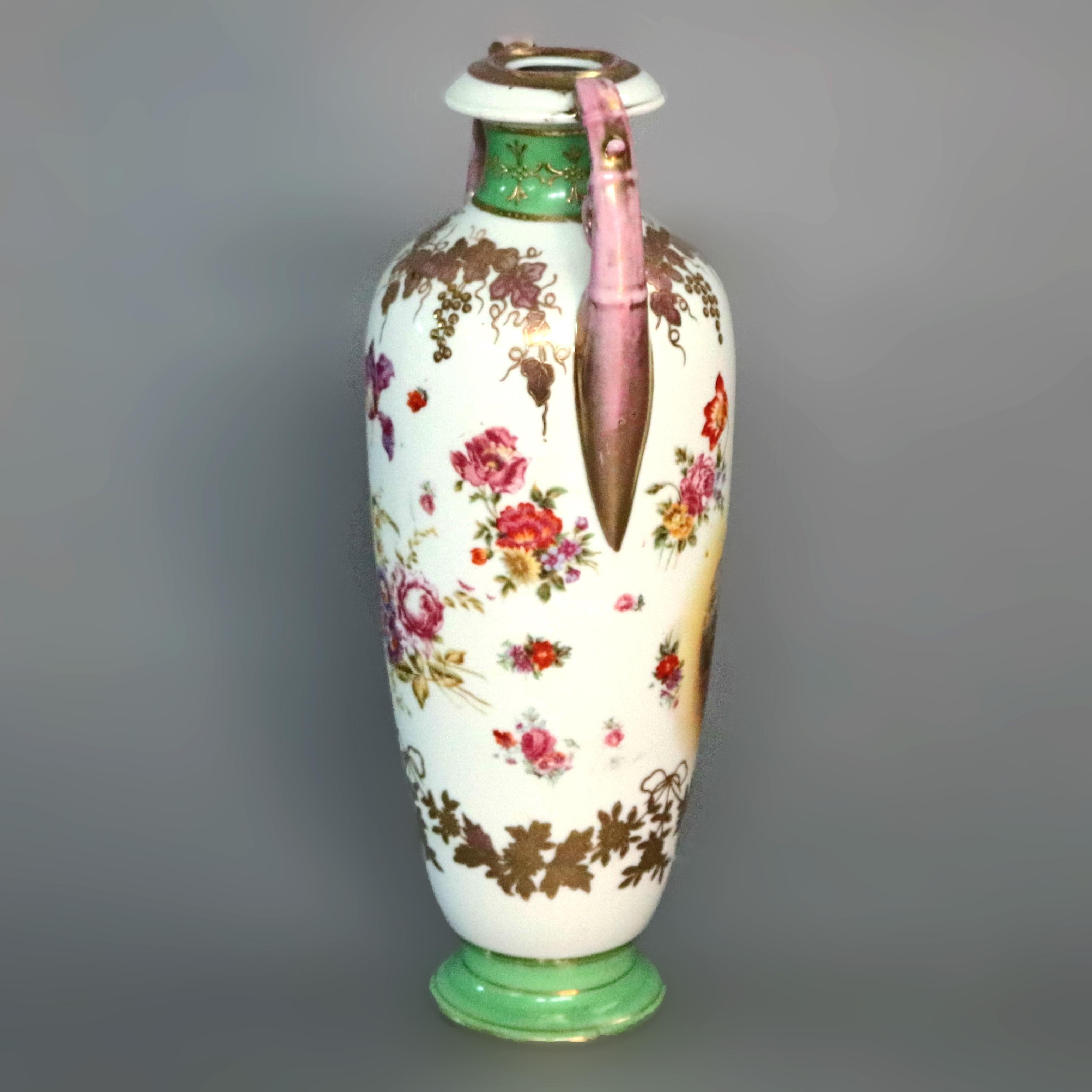 19th Century Antique French Sevres Hand Painted and Gilt Porcelain Portrait Vase, circa 1890