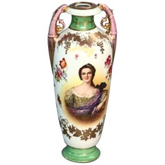 Antique French Sevres Hand Painted and Gilt Porcelain Portrait Vase, circa 1890