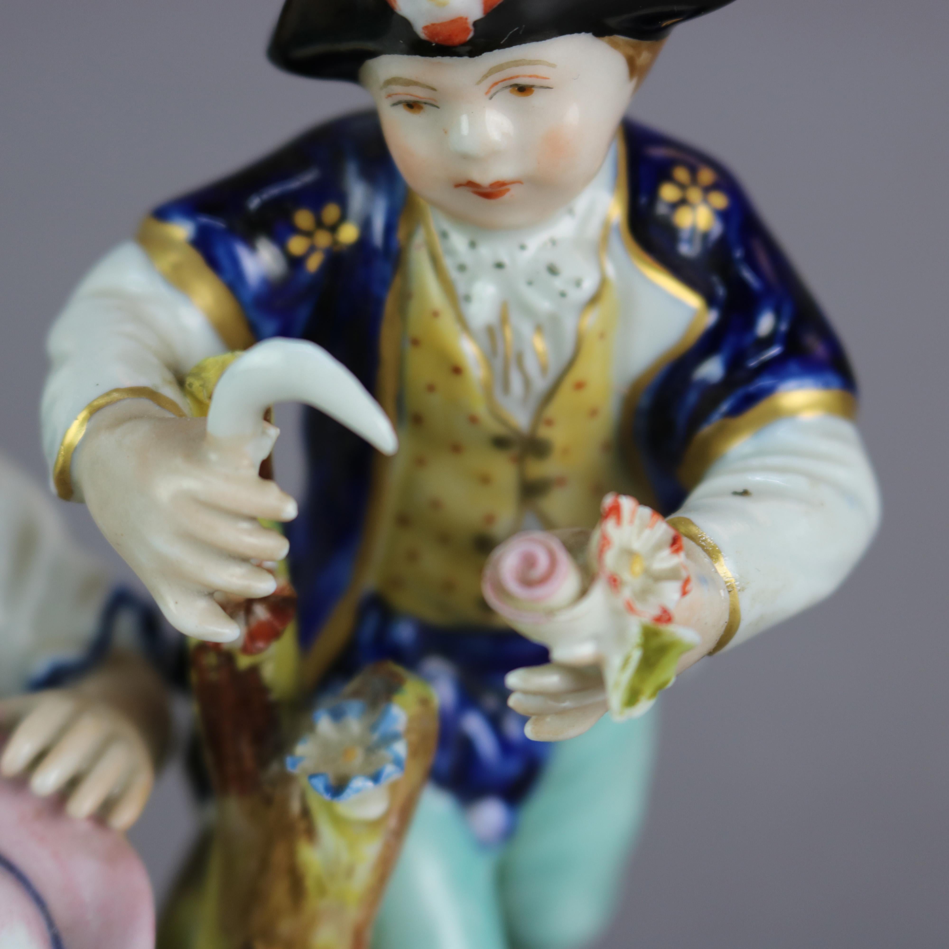 Fired Antique French Sevres Hand Painted Porcelain Figural Grouping, Circa 1880