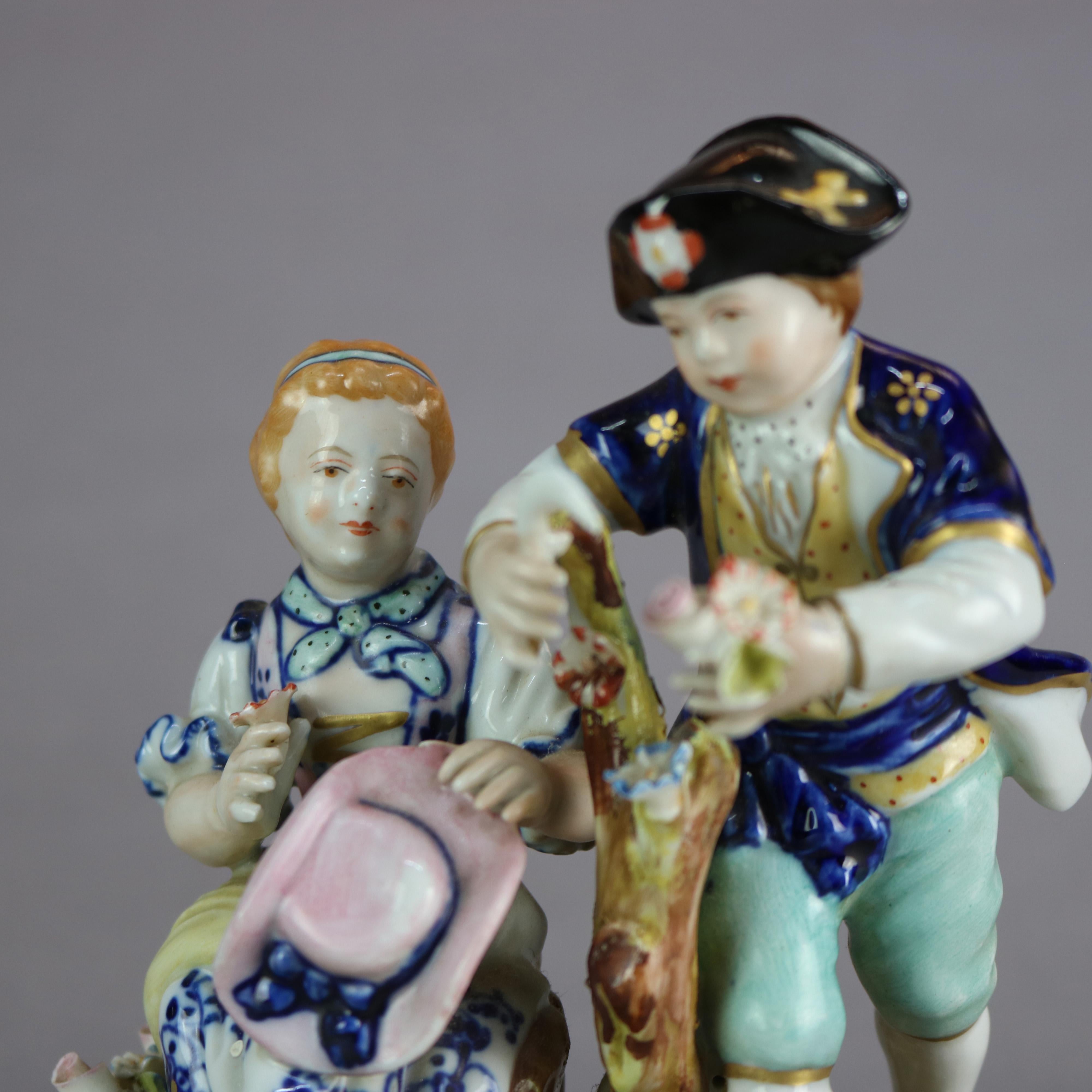 Antique French Sevres Hand Painted Porcelain Figural Grouping, Circa 1880 In Good Condition In Big Flats, NY