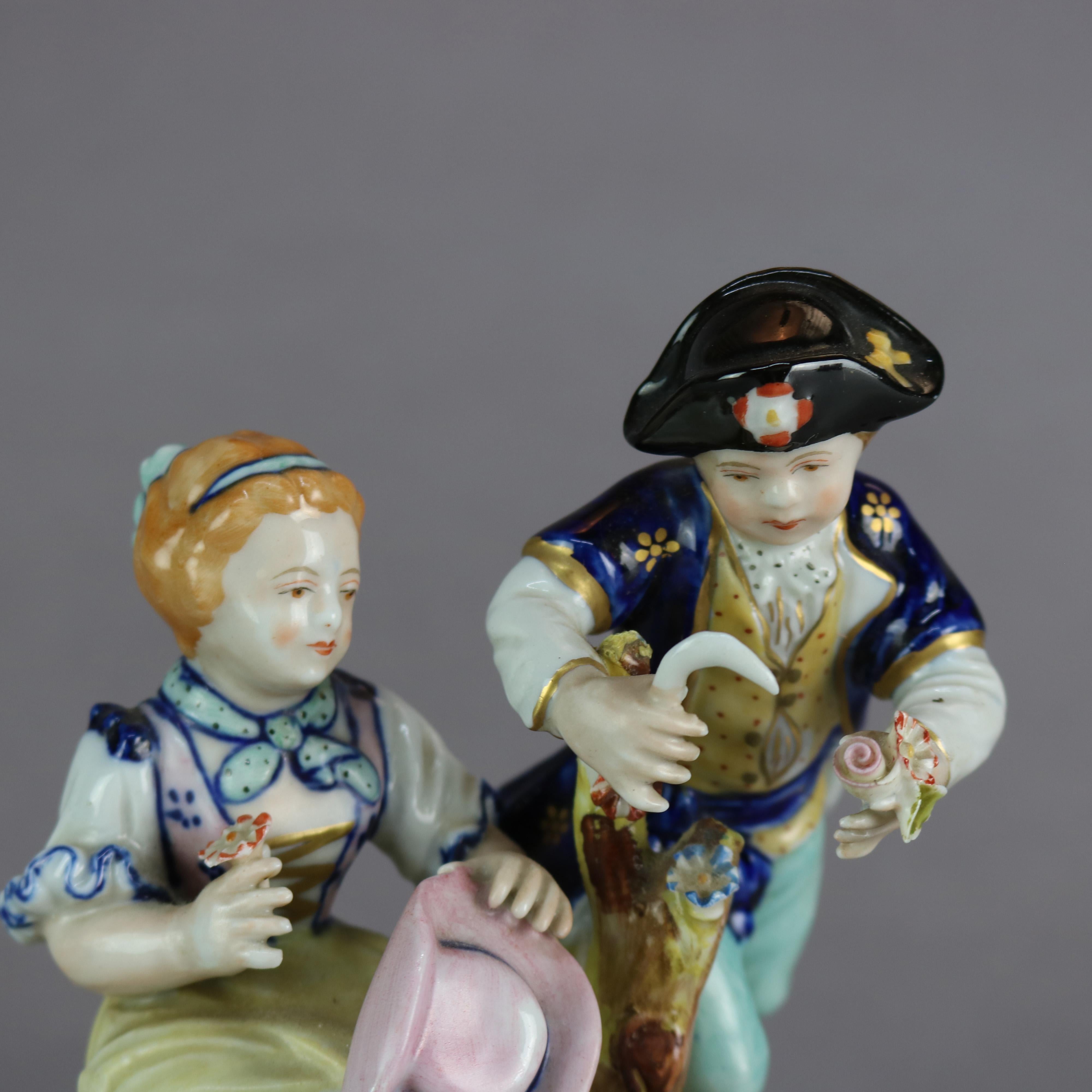 19th Century Antique French Sevres Hand Painted Porcelain Figural Grouping, Circa 1880