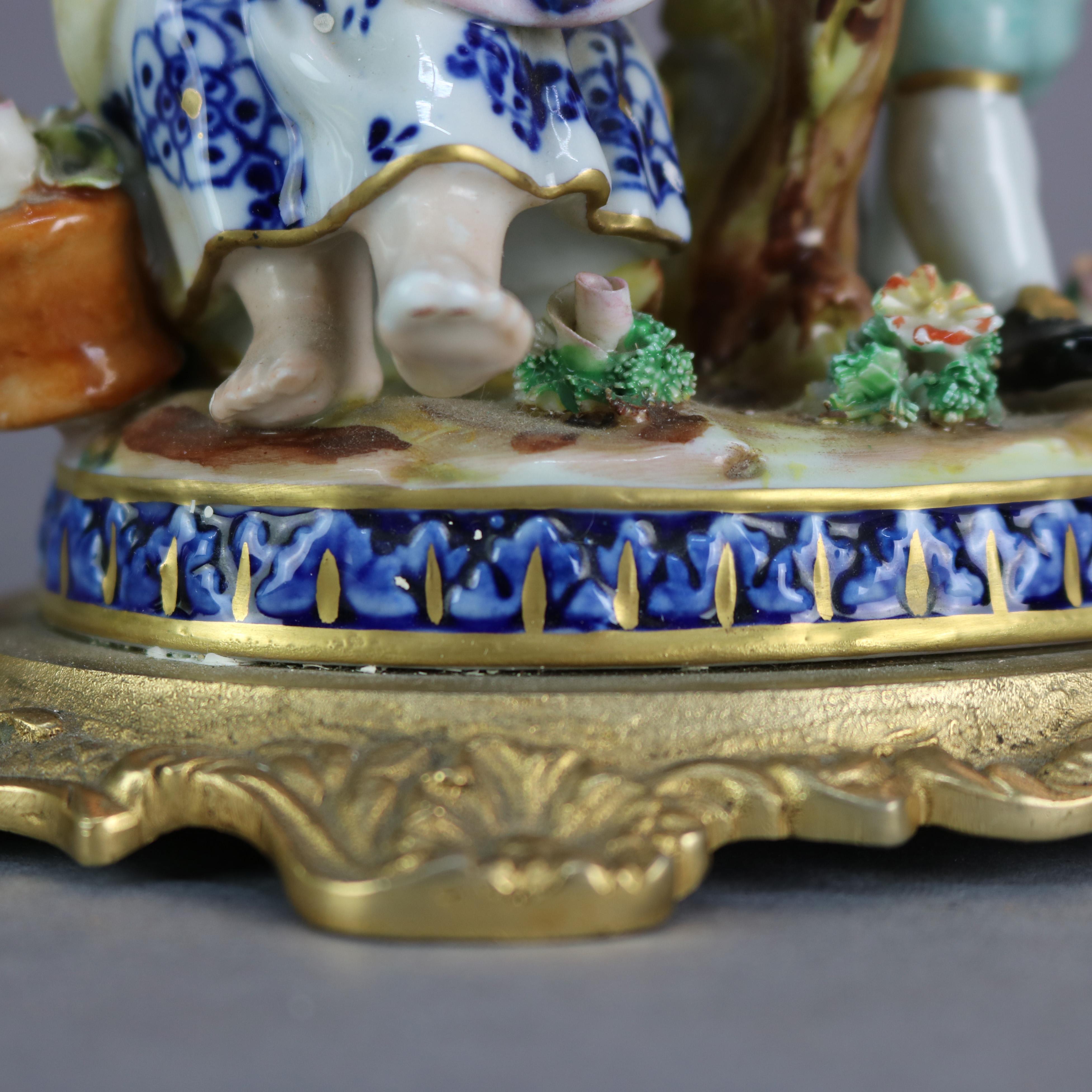 Antique French Sevres Hand Painted Porcelain Figural Grouping, Circa 1880 3