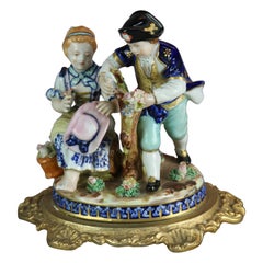Antique French Sevres Hand Painted Porcelain Figural Grouping, Circa 1880
