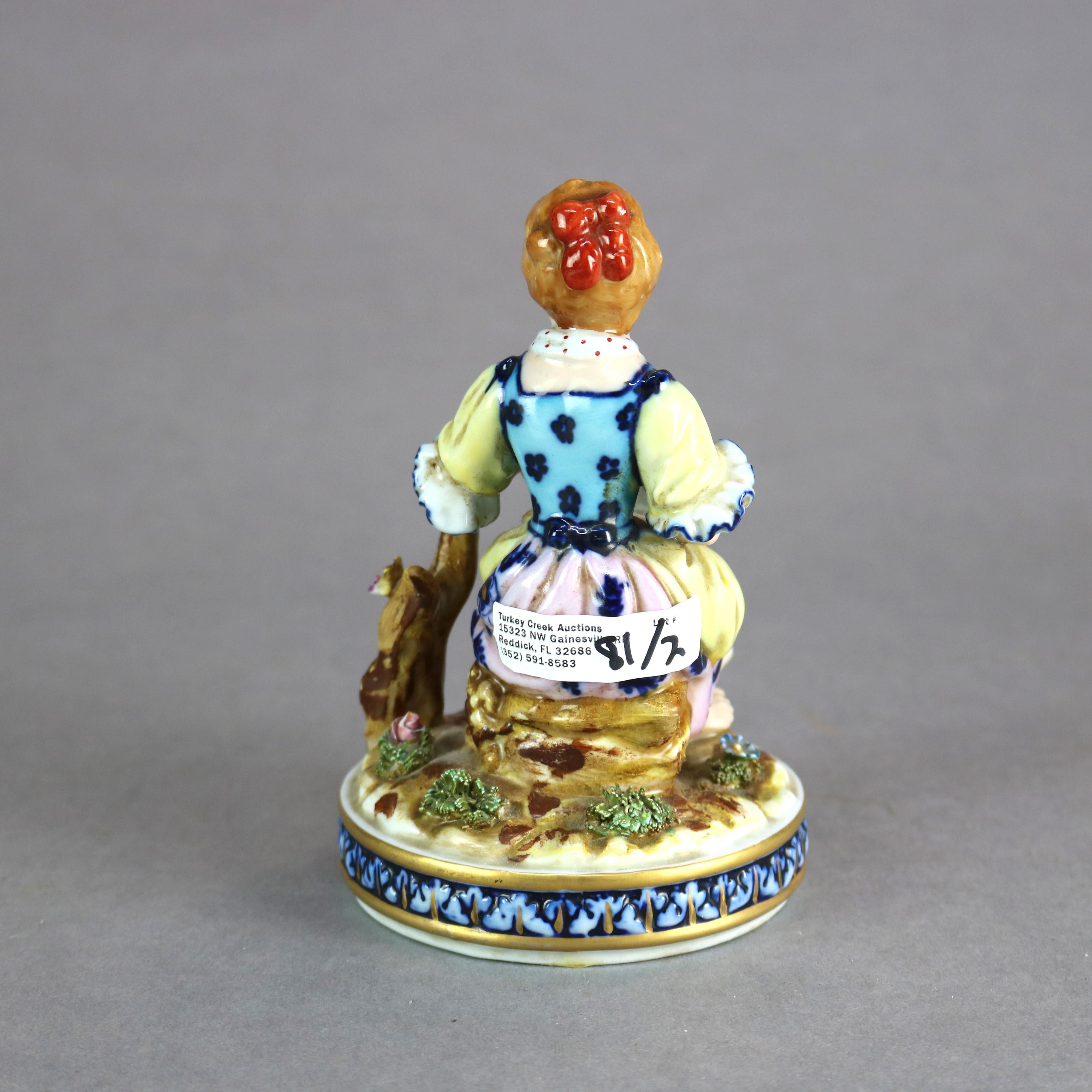 Antique French Sevres Hand Painted Porcelain Figural Grouping of Girl, c1880 2