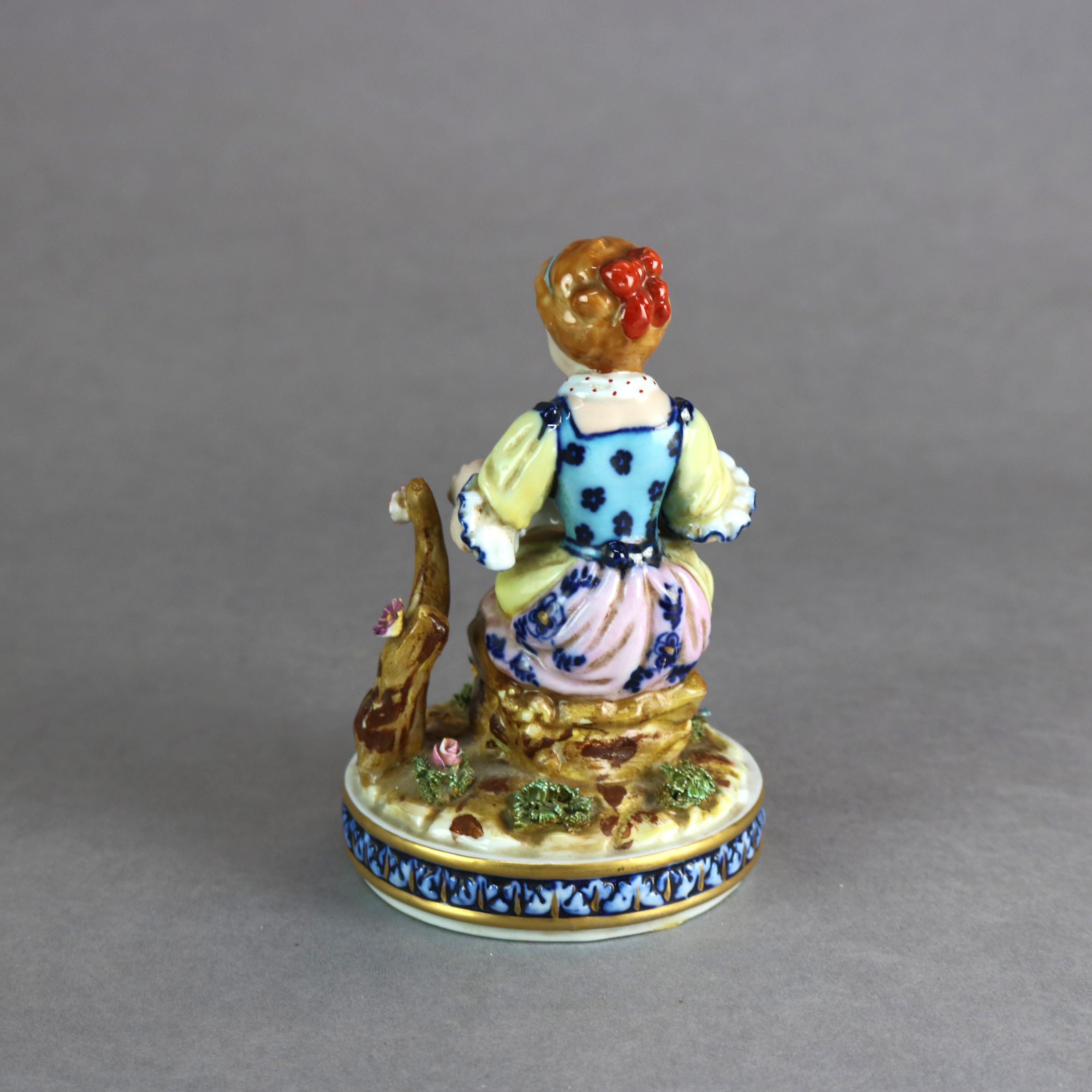 Antique French Sevres Hand Painted Porcelain Figural Grouping of Girl, c1880 3