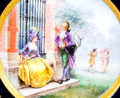 Antique French Sevres Hand-Painted Porcelain Gilt Plate, 19th Century