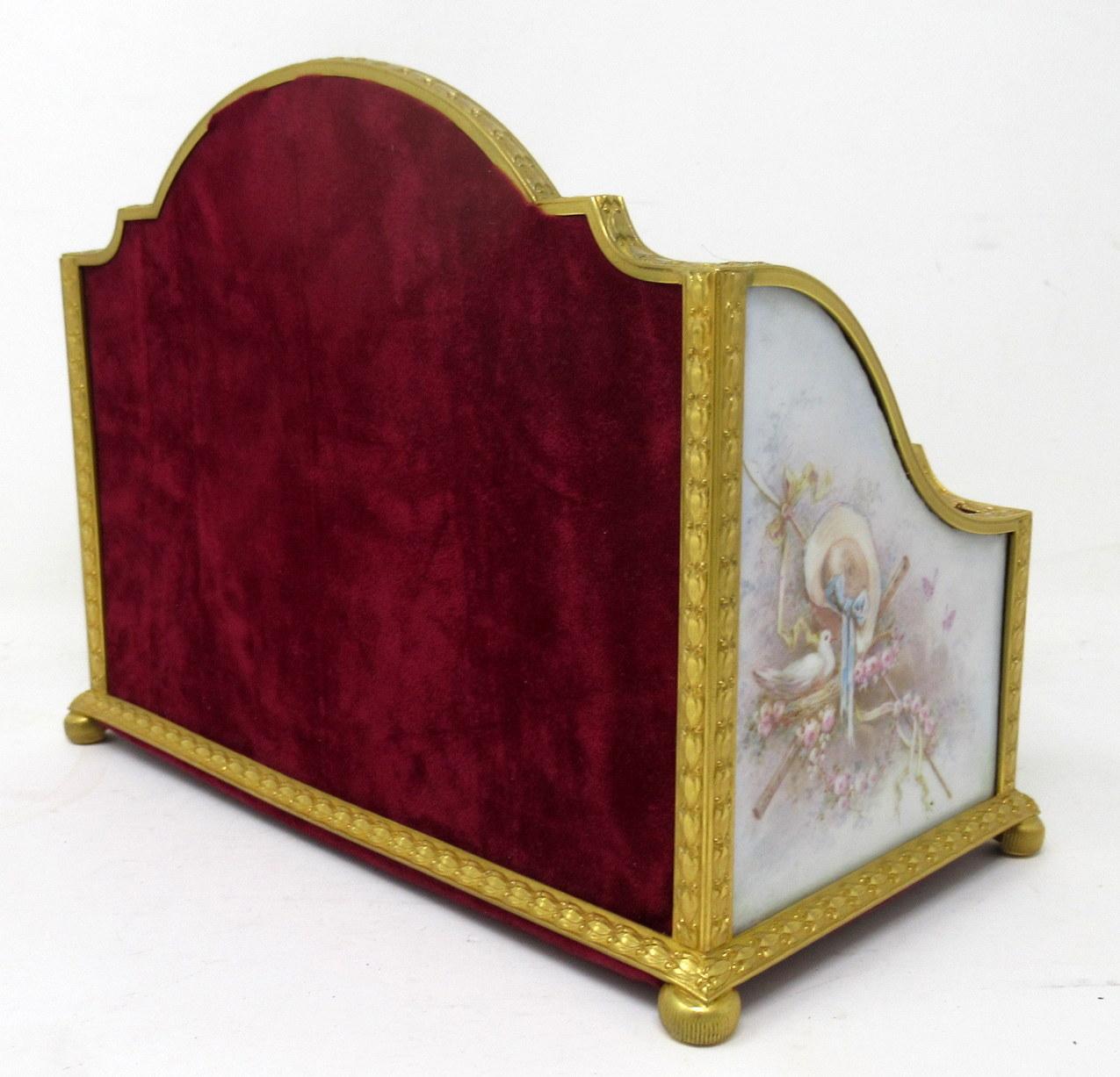 Antique French Sevres Ormolu Gilt Bronze Dore Letters Holder Inkwell Desk Set 4