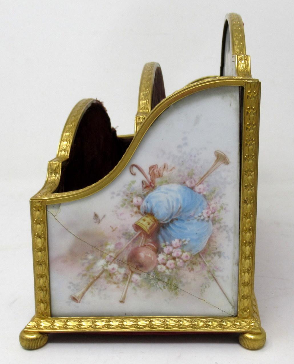 Antique French Sevres Ormolu Gilt Bronze Dore Letters Holder Inkwell Desk Set 5