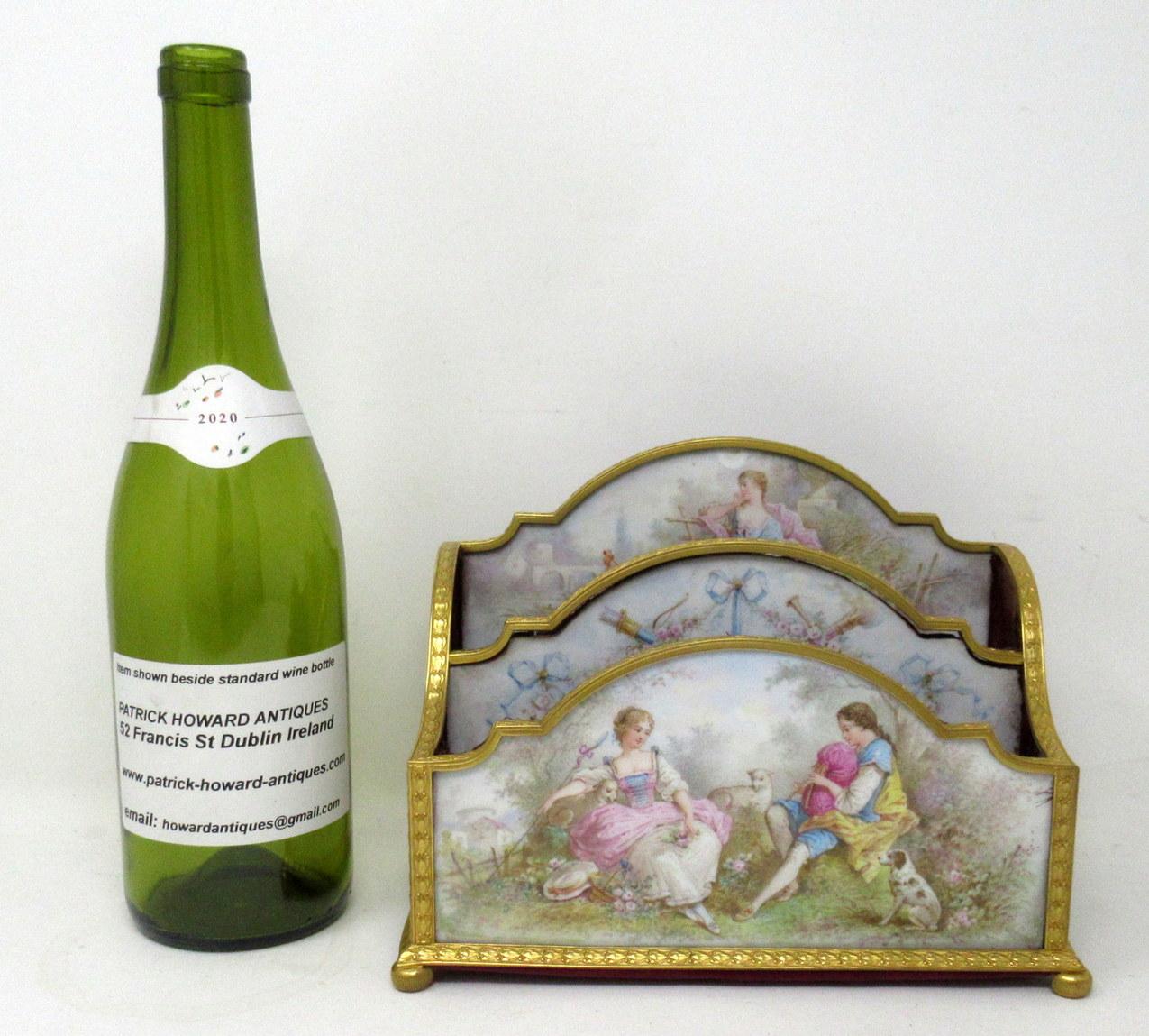 Antique French Sevres Ormolu Gilt Bronze Dore Letters Holder Inkwell Desk Set 6