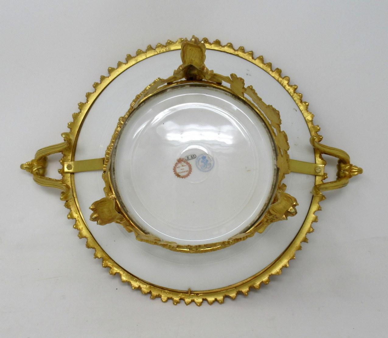 19th Century Antique French Sevres Ormolu Gilt Bronze Dore Porcelain Tazza Cabinet Plate Dish