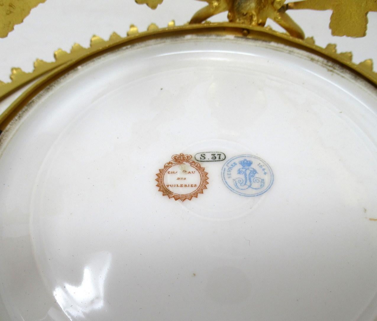 Antique French Sevres Ormolu Gilt Bronze Dore Porcelain Tazza Cabinet Plate Dish 1