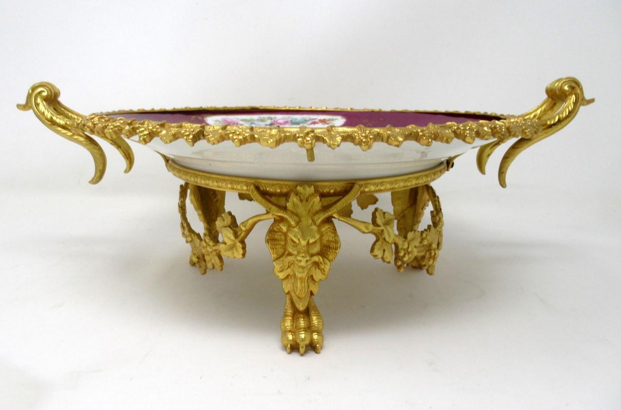 Antique French Sevres Ormolu Gilt Bronze Dore Porcelain Tazza Cabinet Plate Dish 2