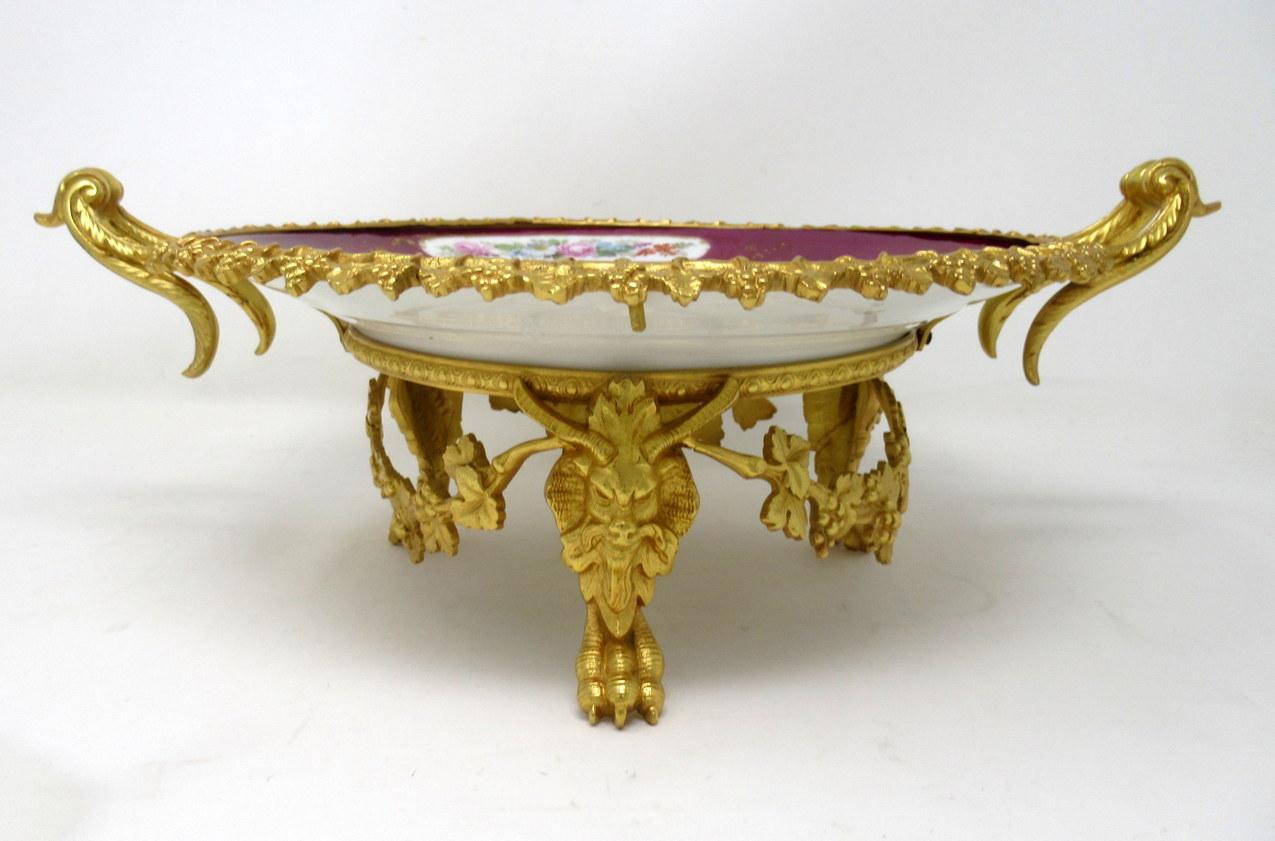 Antique French Sevres Ormolu Gilt Bronze Dore Porcelain Tazza Cabinet Plate Dish 1