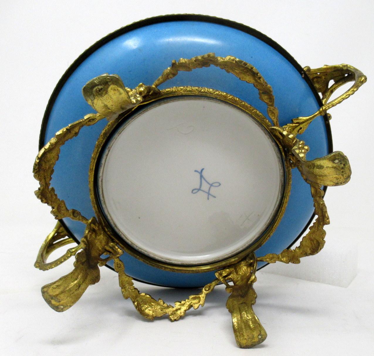Antique French Sevres Ormolu Gilt Bronze Dore Porcelain Tazza Cabinet Plate Dish For Sale 2