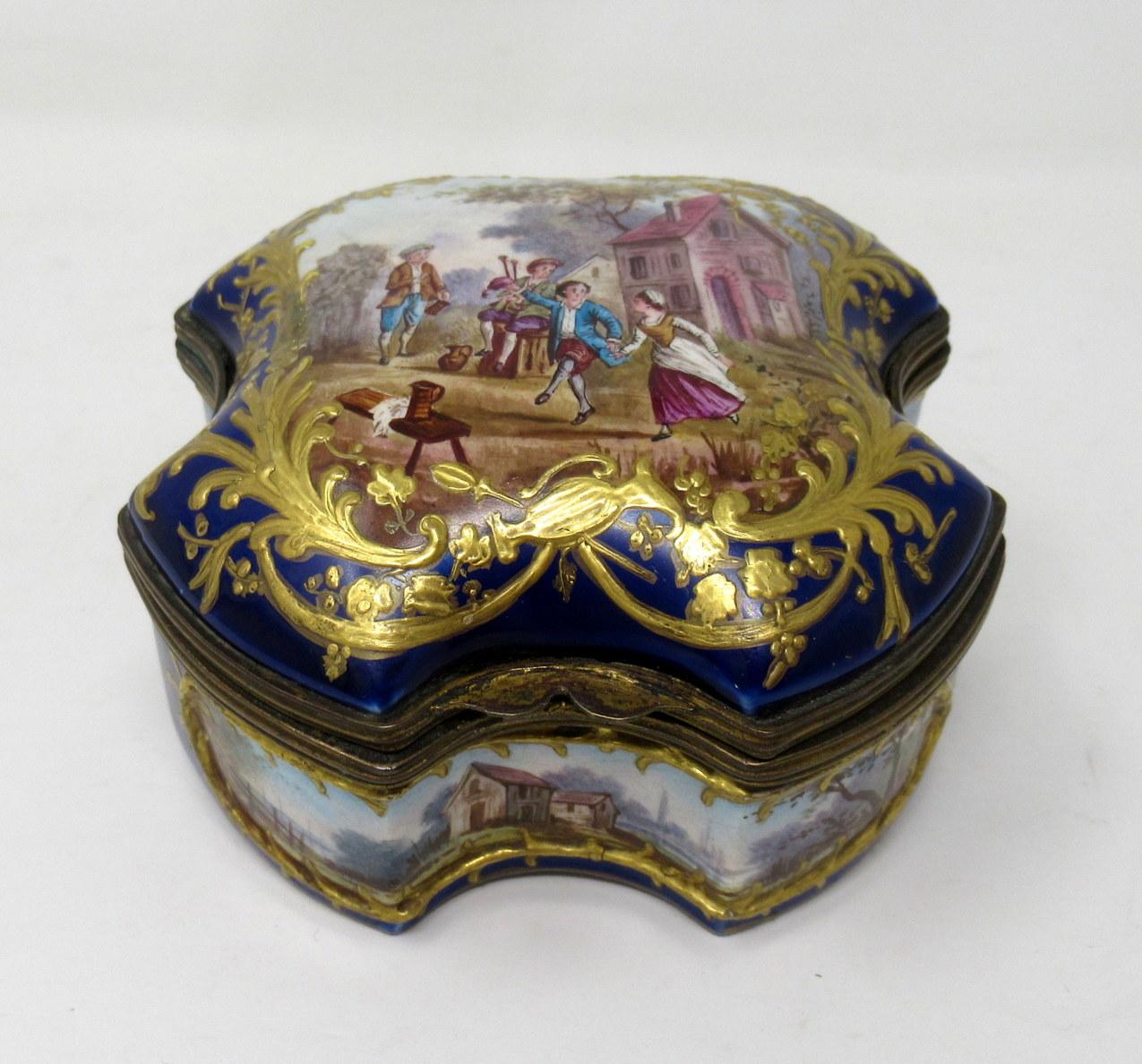 19th Century Antique French Sevres Ormolu Porcelain Jewellery Casket Dresser Trinket Box