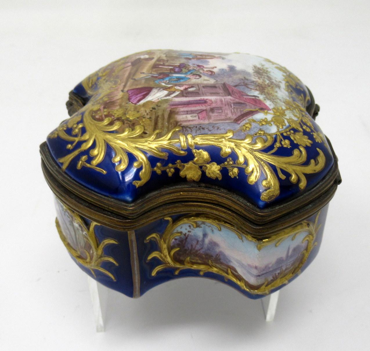 Ceramic Antique French Sevres Ormolu Porcelain Jewellery Casket Dresser Trinket Box
