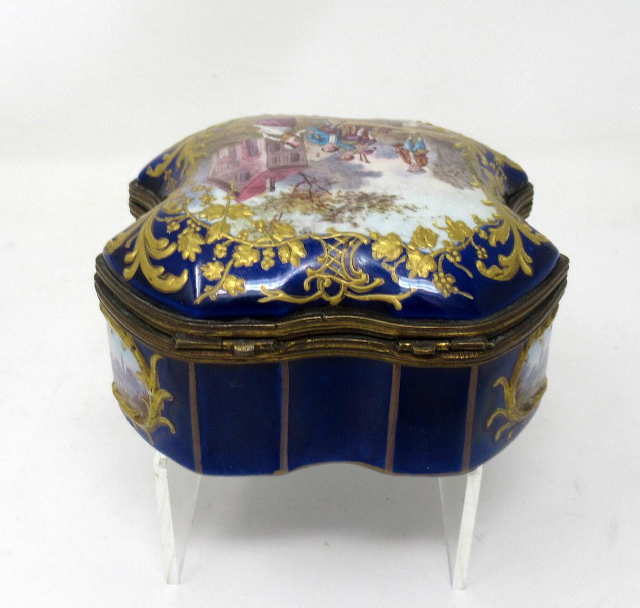 Antique French Sevres Ormolu Porcelain Jewellery Casket Dresser Trinket Box 1