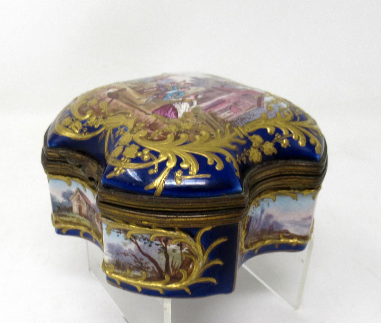 Antique French Sevres Ormolu Porcelain Jewellery Casket Dresser Trinket Box 2