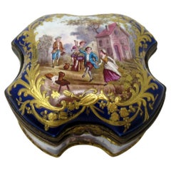 Antique French Sevres Ormolu Porcelain Jewellery Casket Dresser Trinket Box