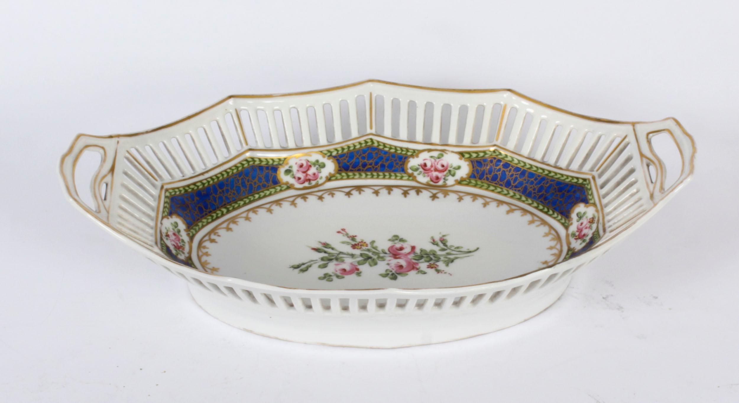 Antique French Sevres Oval Porcelain Dish Late 19th Century For Sale 9
