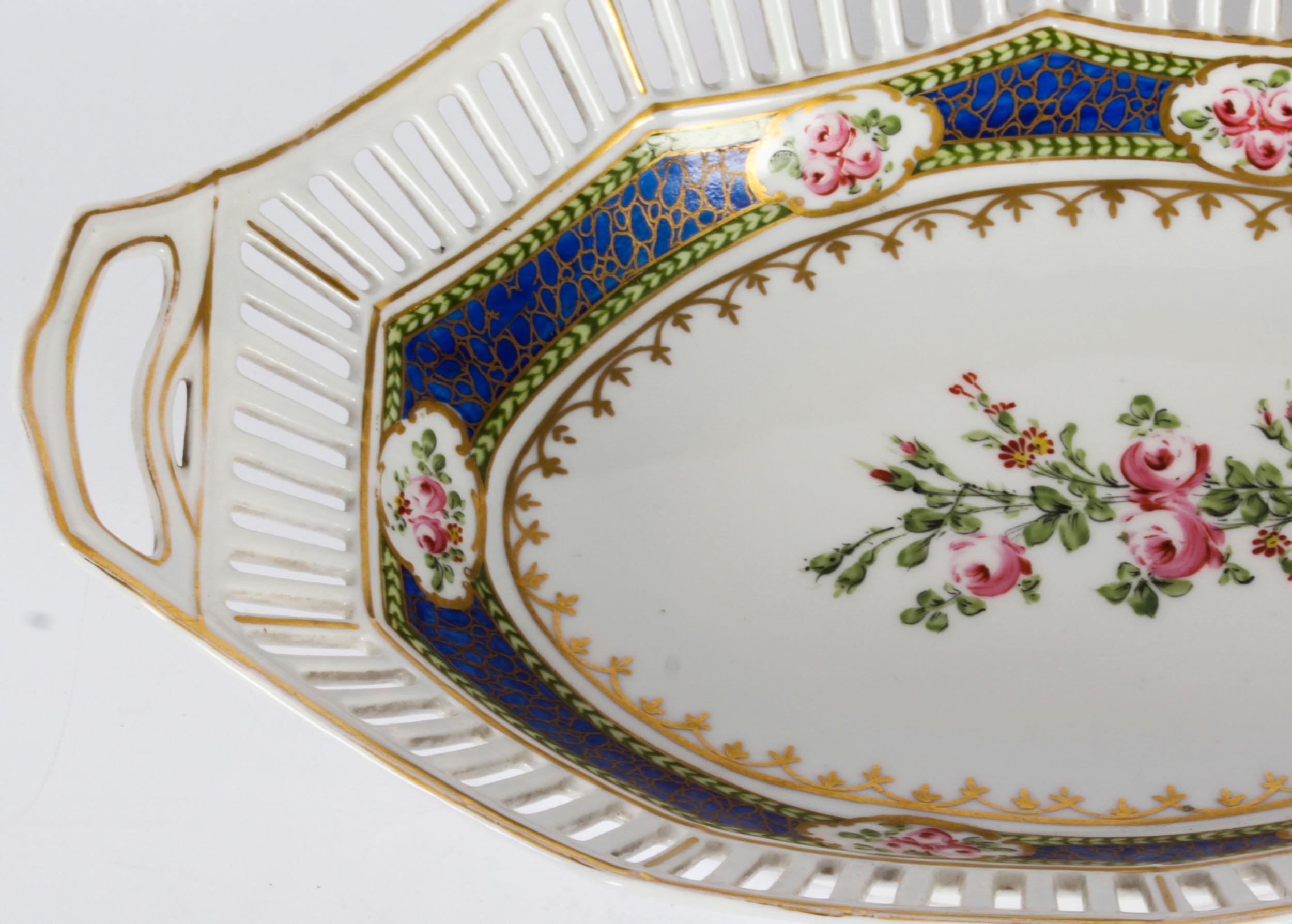 Antique French Sevres Oval Porcelain Dish Late 19th Century For Sale 3