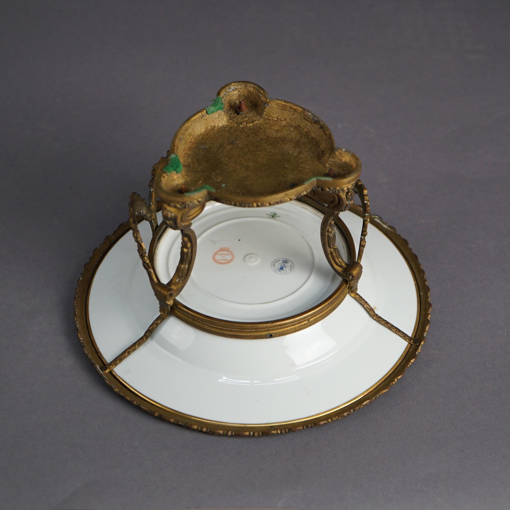 Antique French Sevrés Porcelain and Gilt Bronze Charger C1890 6