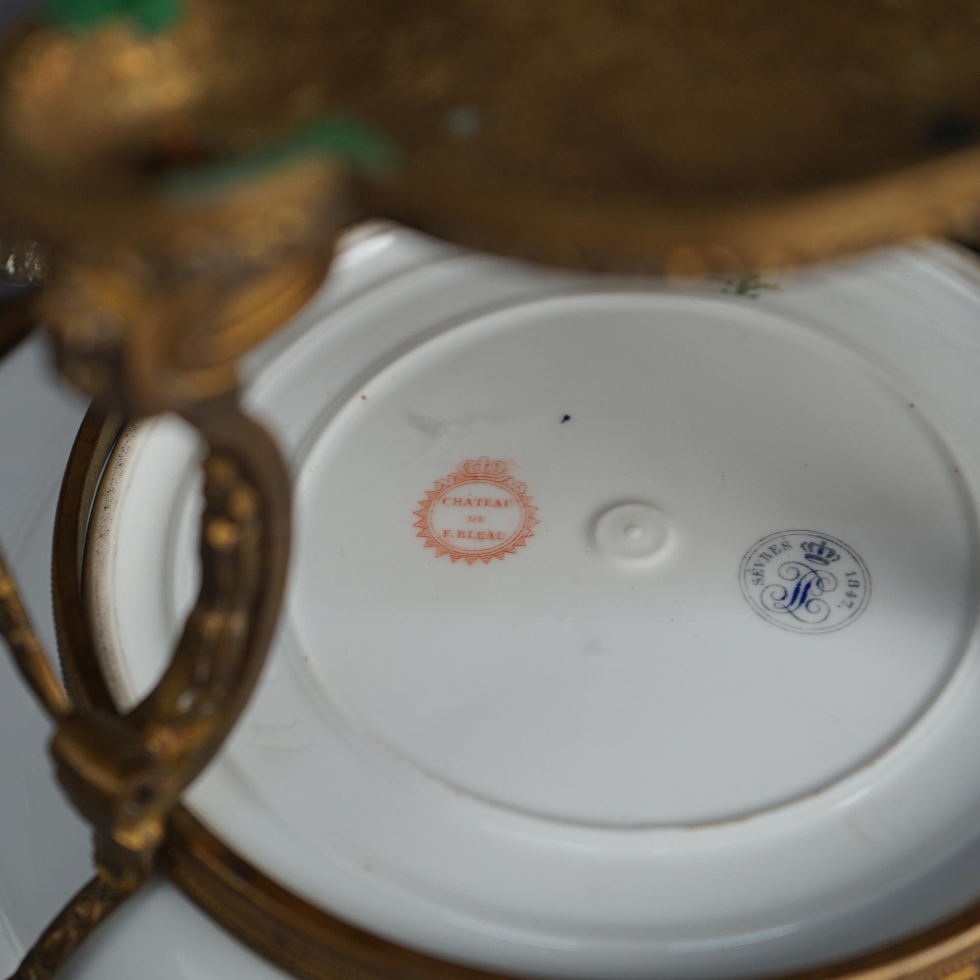 Antique French Sevrés Porcelain and Gilt Bronze Charger C1890 9