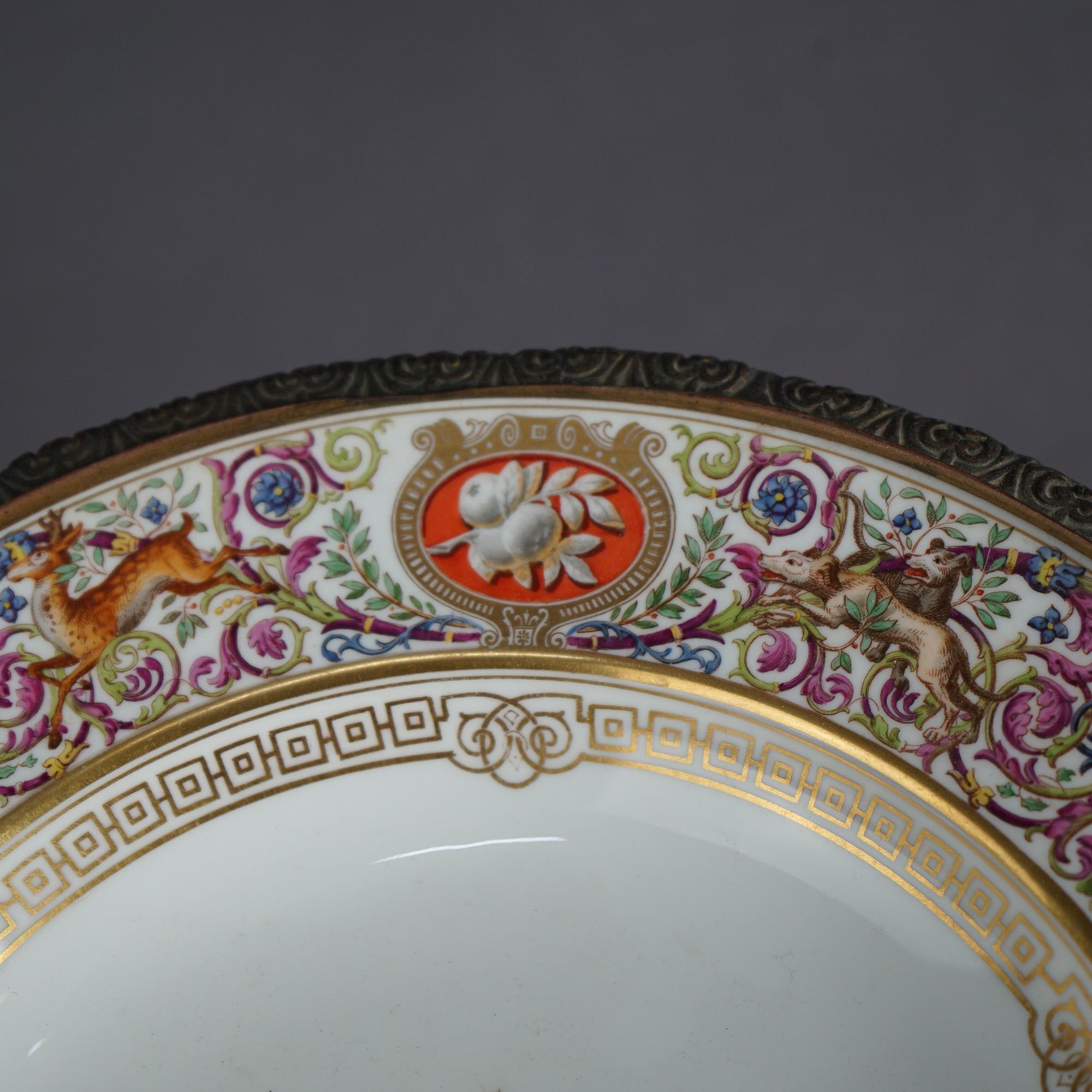 Antique French Sevrés Porcelain and Gilt Bronze Charger C1890 1