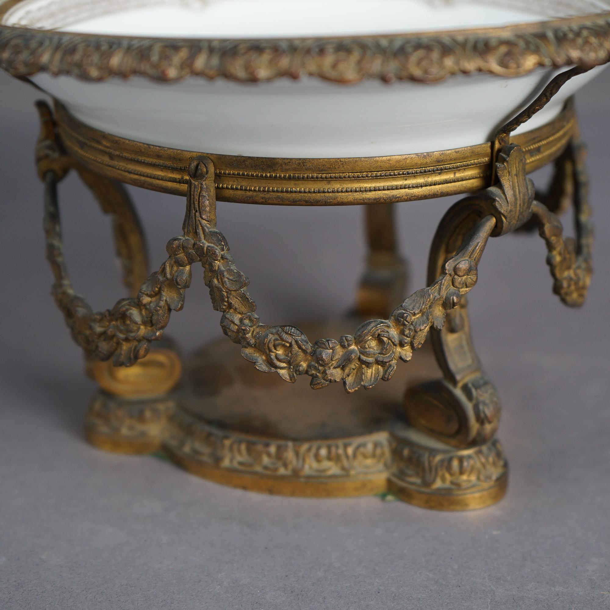 Antique French Sevrés Porcelain and Gilt Bronze Charger C1890 4