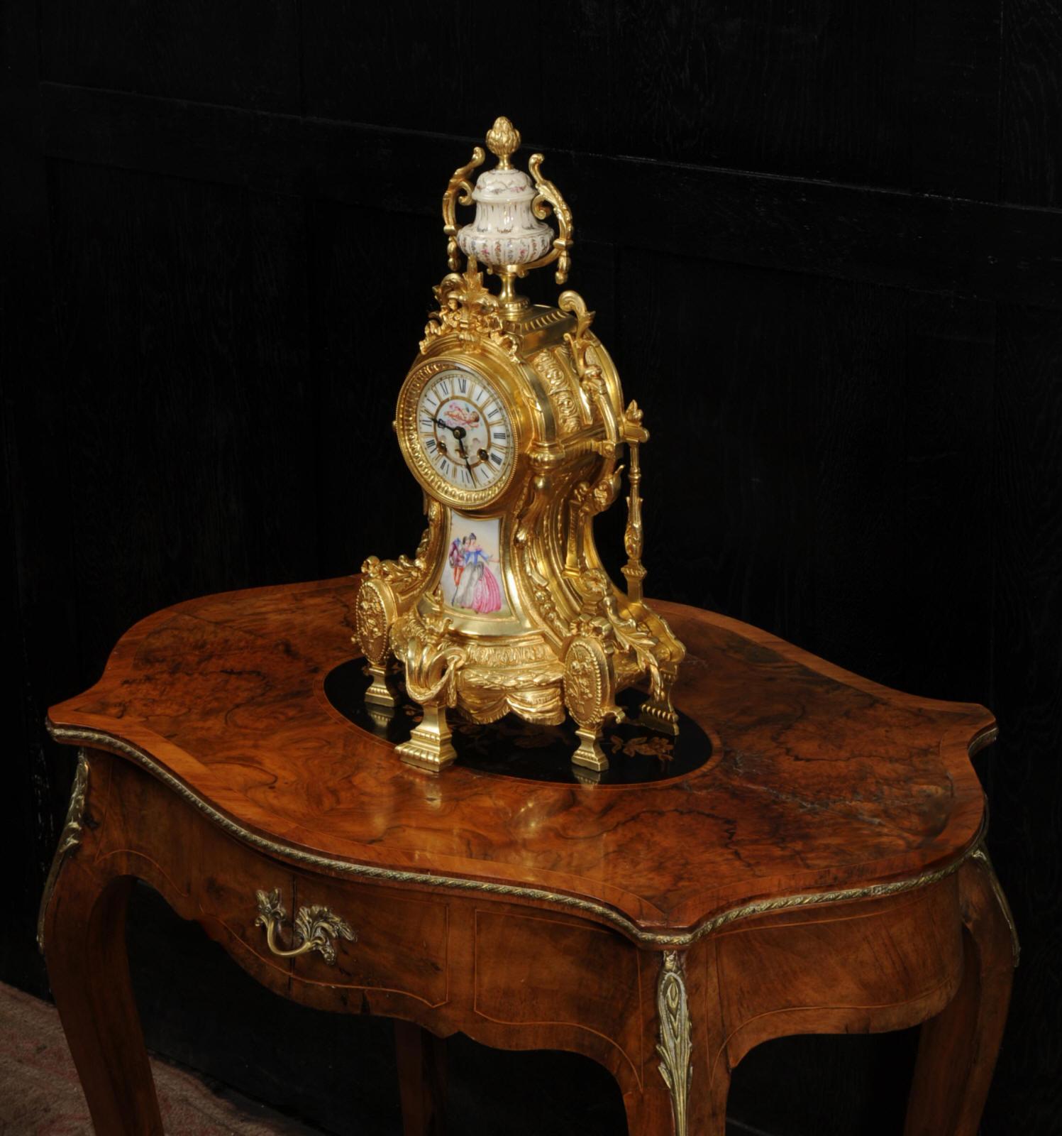 Antique French Sevres Porcelain and Gilt Bronze Clock For Sale 5