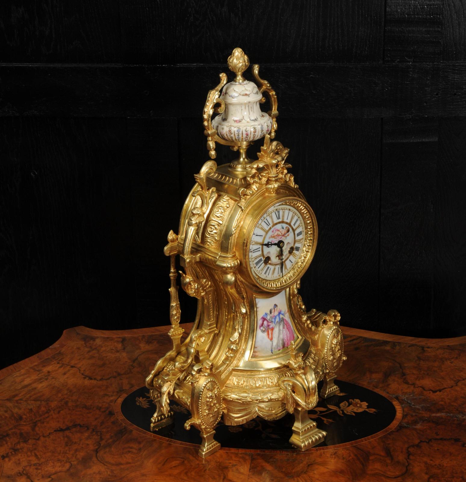 Antique French Sevres Porcelain and Gilt Bronze Clock For Sale 6