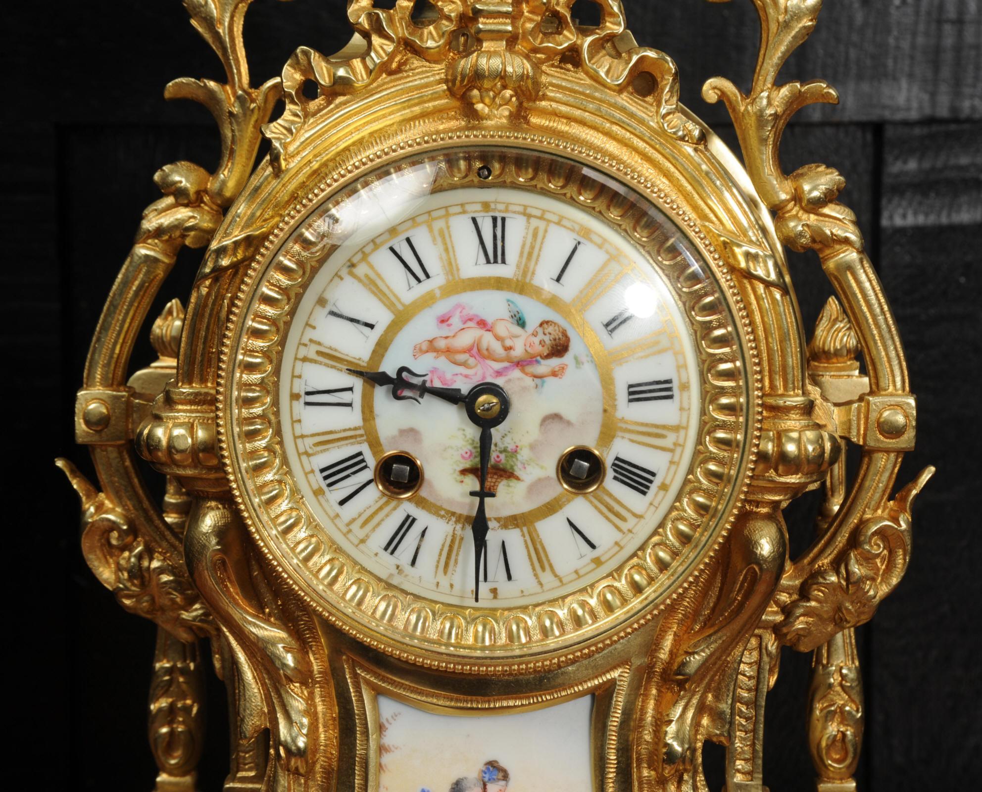 Antique French Sevres Porcelain and Gilt Bronze Clock For Sale at 1stDibs