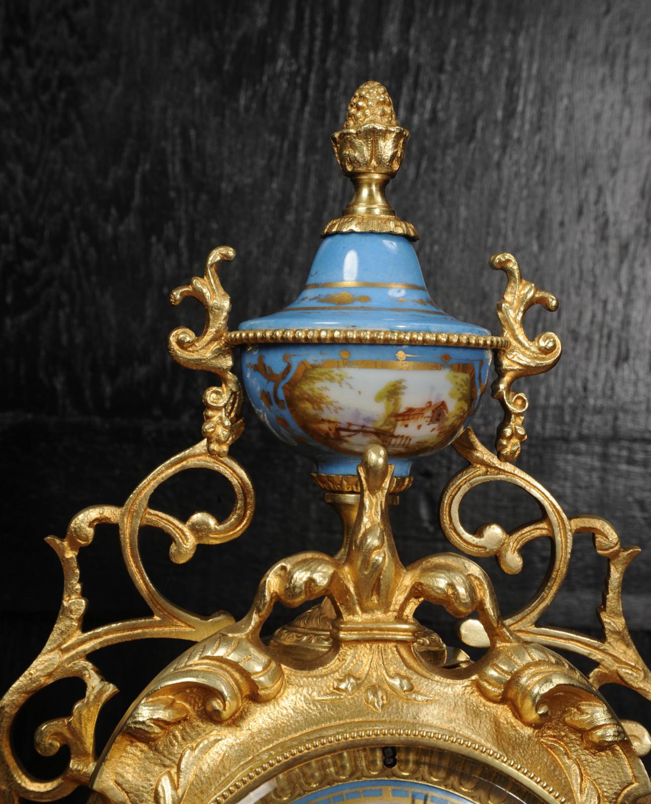 Antique French Sevres Porcelain and Gilt Bronze Clock 8
