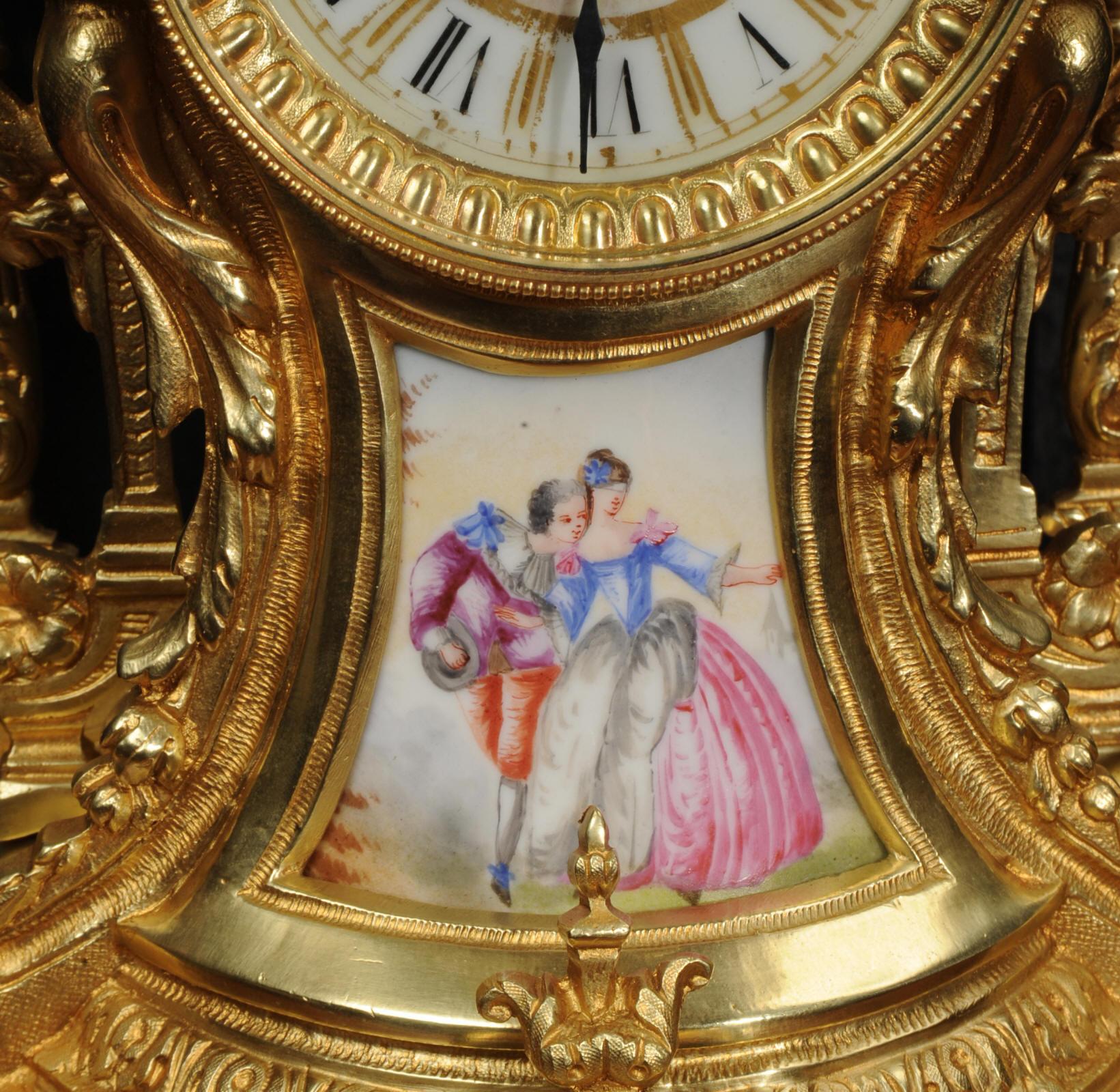 Antique French Sevres Porcelain and Gilt Bronze Clock For Sale 9
