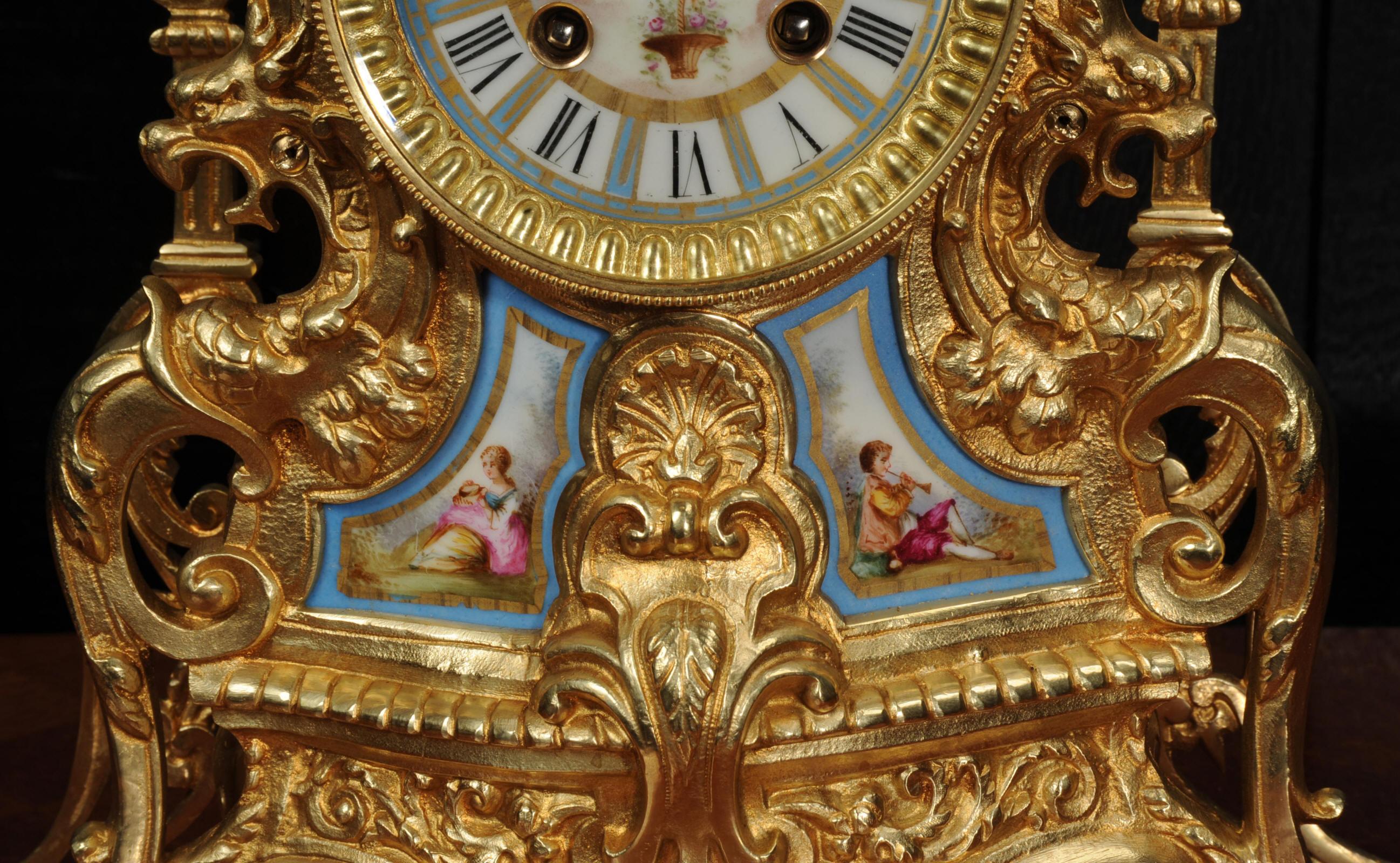Antique French Sevres Porcelain and Gilt Bronze Clock 9
