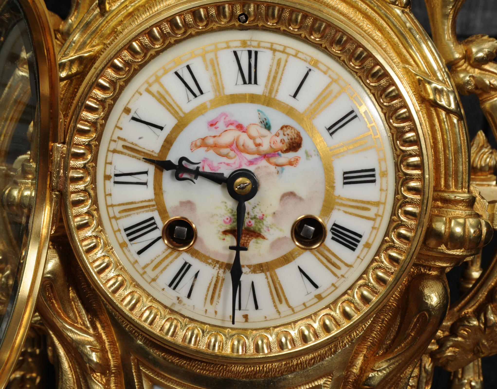 Antique French Sevres Porcelain and Gilt Bronze Clock For Sale 10