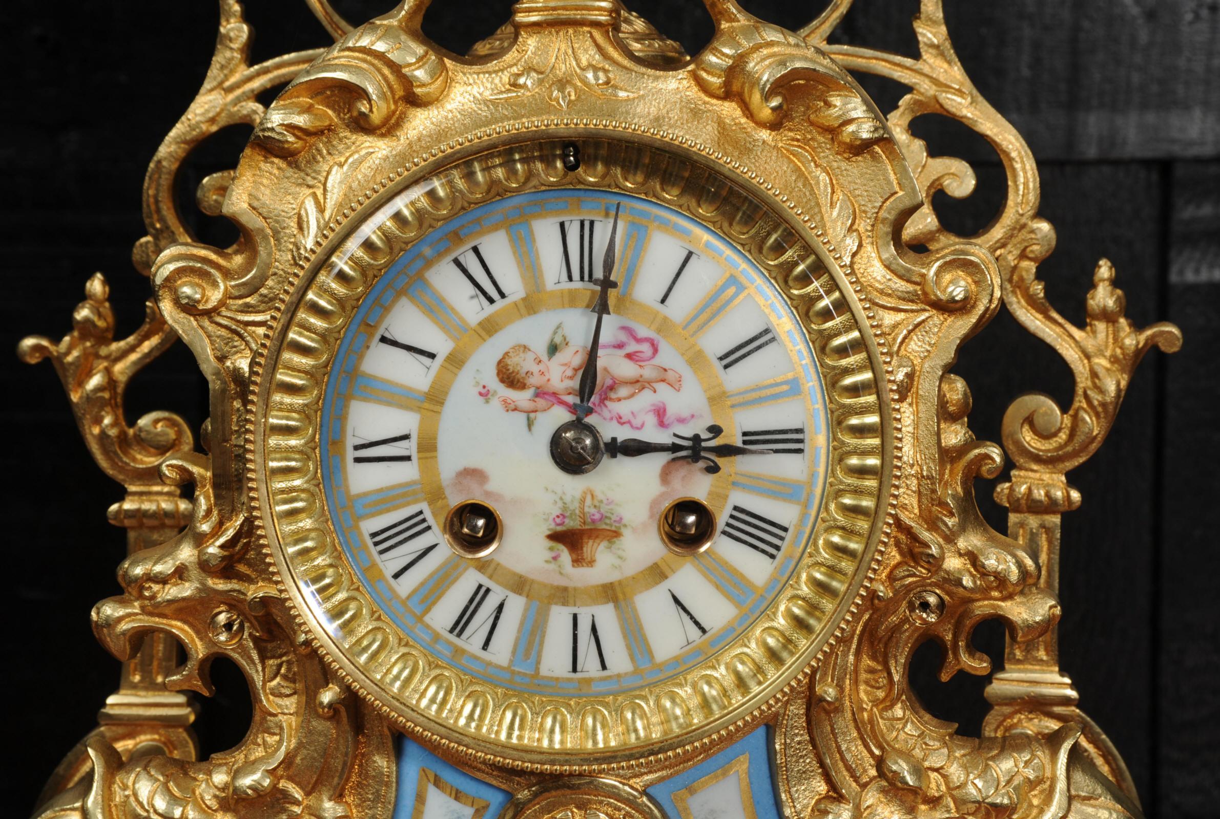 Antique French Sevres Porcelain and Gilt Bronze Clock 10