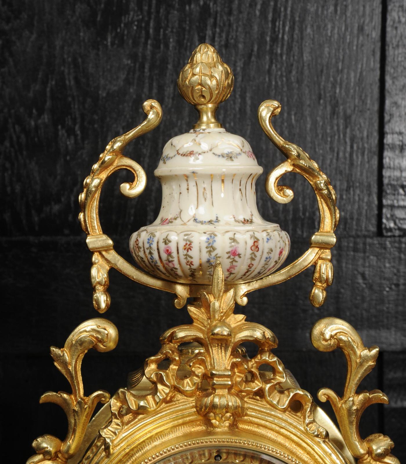 Antique French Sevres Porcelain and Gilt Bronze Clock For Sale at 1stDibs