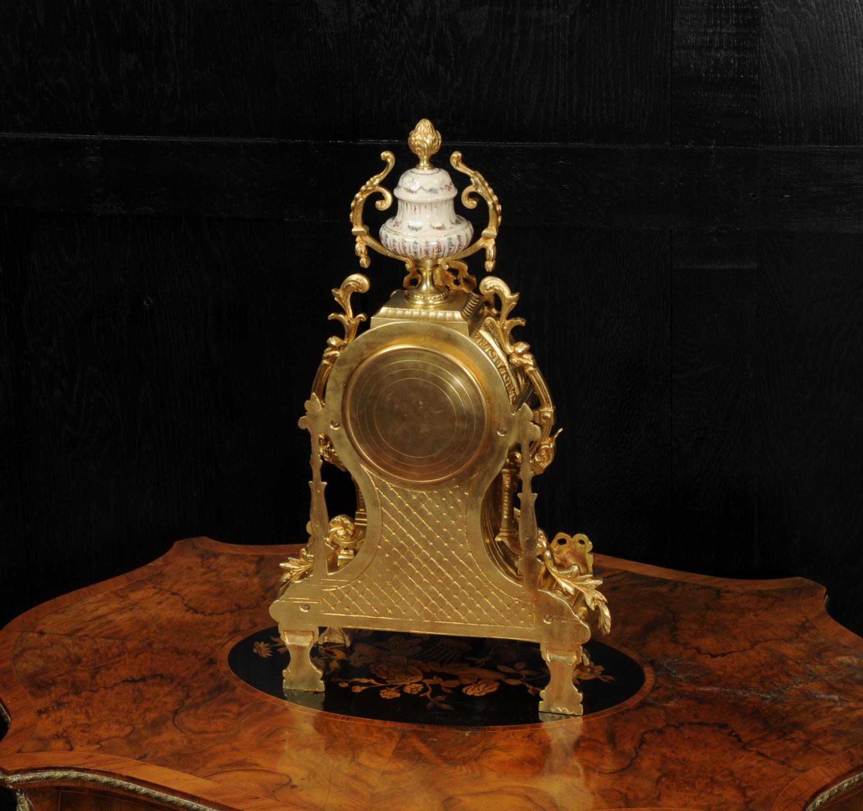 Antique French Sevres Porcelain and Gilt Bronze Clock For Sale 12