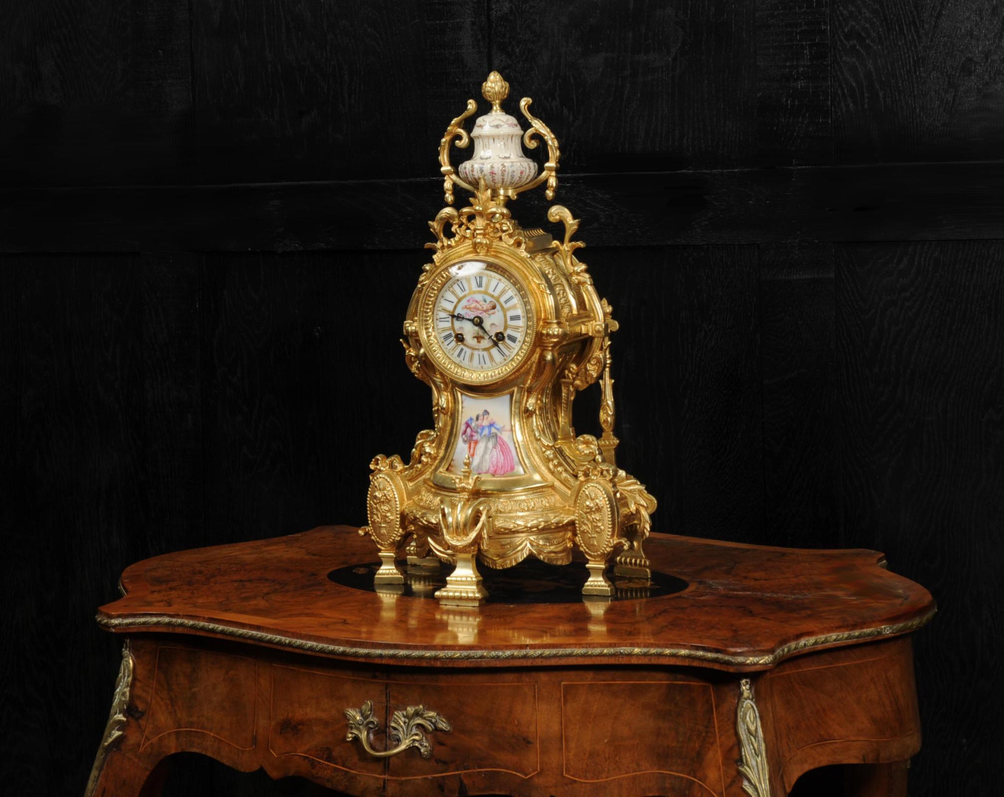 19th Century Antique French Sevres Porcelain and Gilt Bronze Clock For Sale