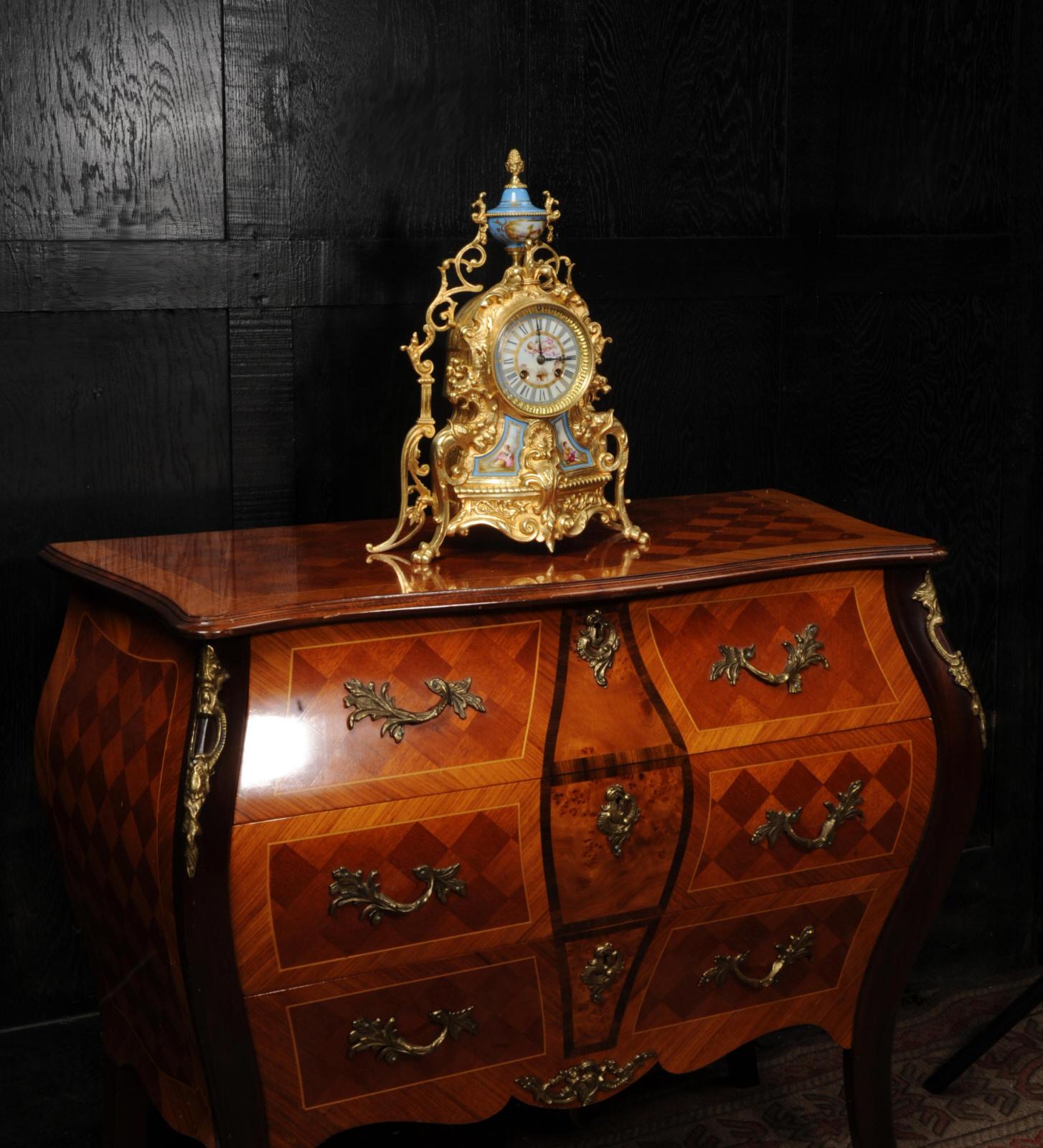 19th Century Antique French Sevres Porcelain and Gilt Bronze Clock